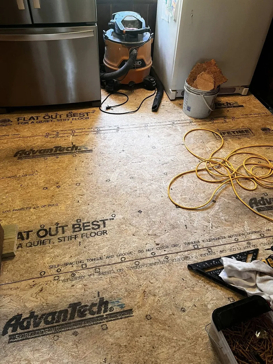 New AdvanTech subfloor sheathing installed and ready for finished flooring